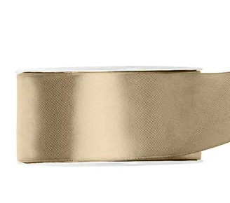 Satin Ribbon, cold gold, 25mm/25m